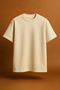 Unisex Plain Beige Cotton T-Shirt – Classic Crew Neck Casual Wear