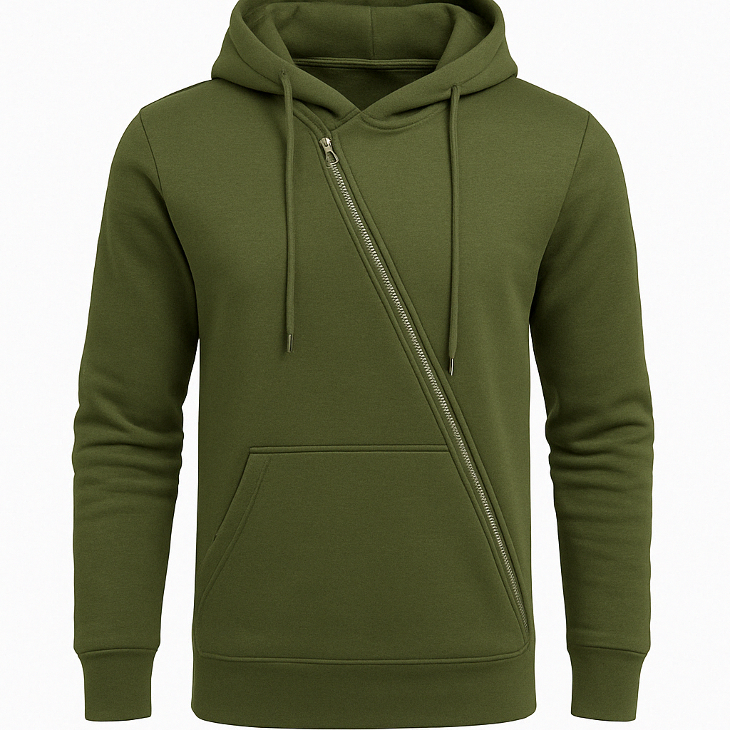 Men’s Asymmetric Zipper Hoodie – Stylish Winter Streetwear